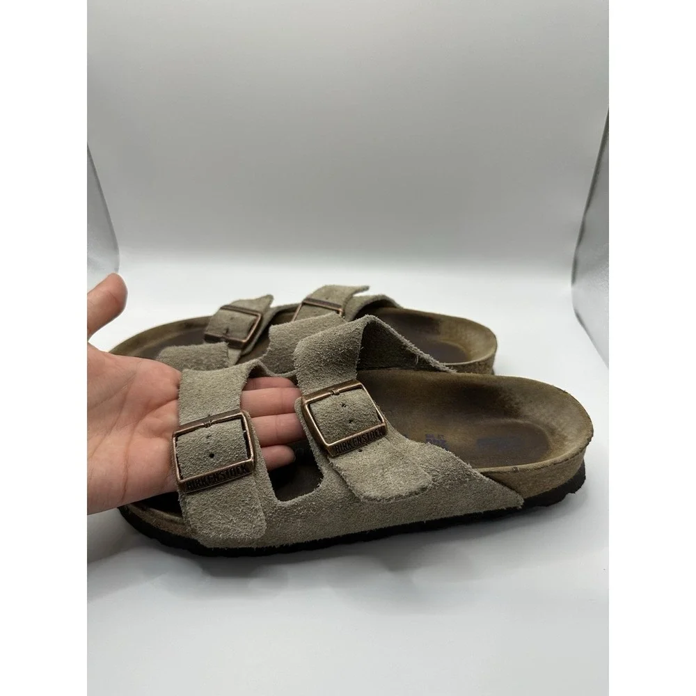 Birkenstock Arizona sandals Suede Leather Taupe Women's 7 And Eu38